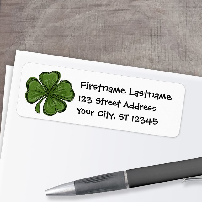 Etiqueta Shamrock moderno con dirección de retorno (Personalized Return Address Label)