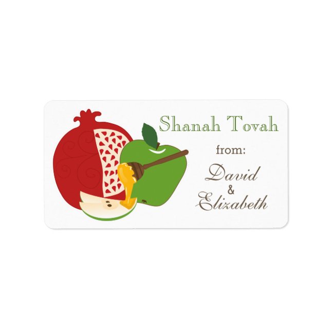 Etiqueta Shana Tova Rosh Hashanah Año Nuevo judío (Frente)