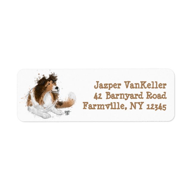 Etiqueta Sheldon the Sheltie (Frente)