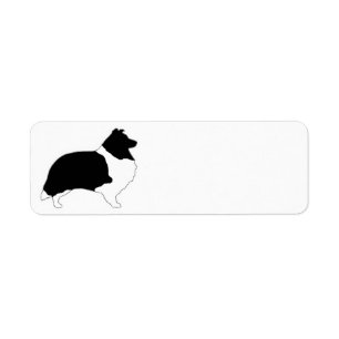 Etiqueta Shetland Sheepdog Black and White SIlhouette