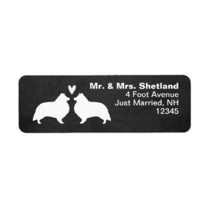 Etiqueta Shetland Sheepdog Sheltie Silhouettes with Heart