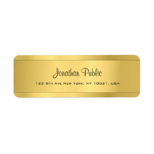 Etiqueta Shiny Gold Template Modern Script Return Address