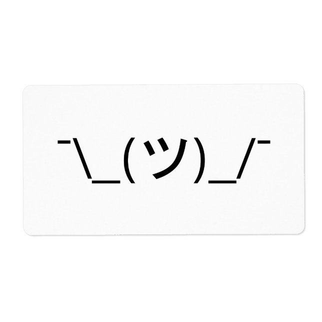 Etiqueta Shrug Emoticon ¯\_(ツ)_/¯ Japanese Kaomoji (Frente)