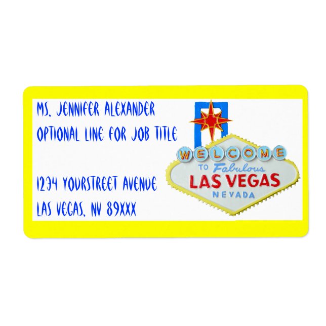 Etiqueta Signo de bienvenida de Las Vegas (Frente)