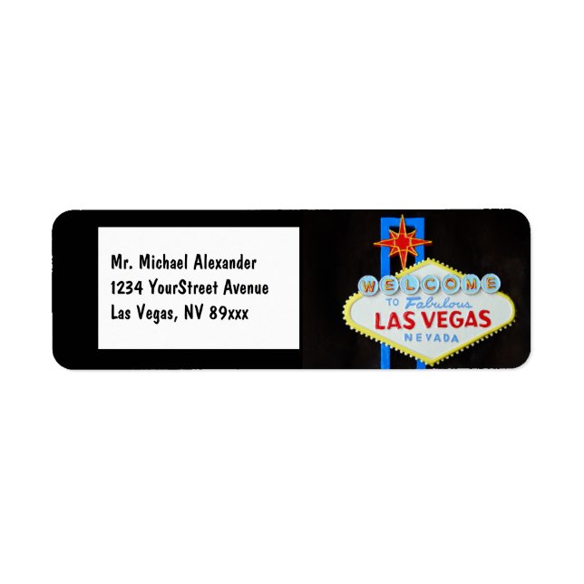 Etiqueta Signo de bienvenida de Las Vegas (Frente)