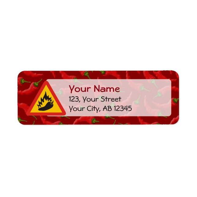 Etiqueta Signo de peligro de pimienta caliente (Frente)