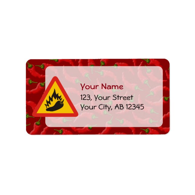 Etiqueta Signo de peligro de pimienta caliente (Frente)