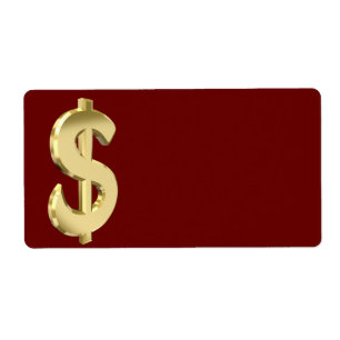 Etiqueta Signo del dólar dorado