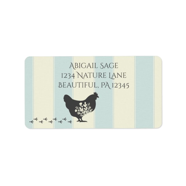 Etiqueta Silhouette Chicken with Flowers Farm Address (Frente)