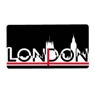 Etiqueta Silhouette de Londres y bandera inglesa