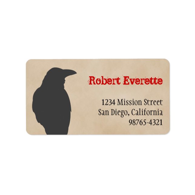 Etiqueta Silhouette de pájaro travieso oscuro Dirección Hal (Frente)