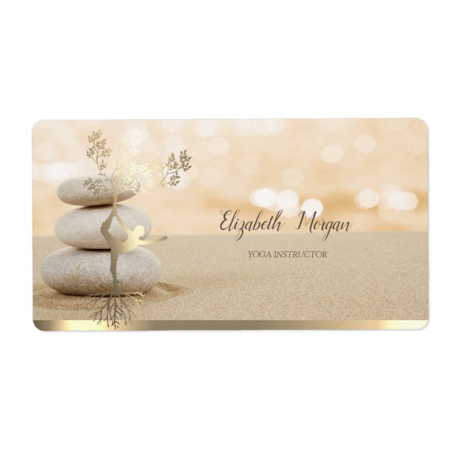 Etiqueta Silhouette de Zen Stone Sand Gold Tree Women (Frente)