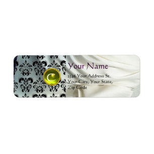 Etiqueta SILK DAMASK GEM amarillo blanco
