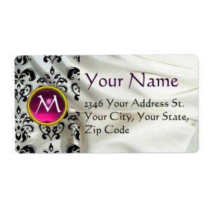 Etiqueta SILK DAMASK GEM blanco rojo