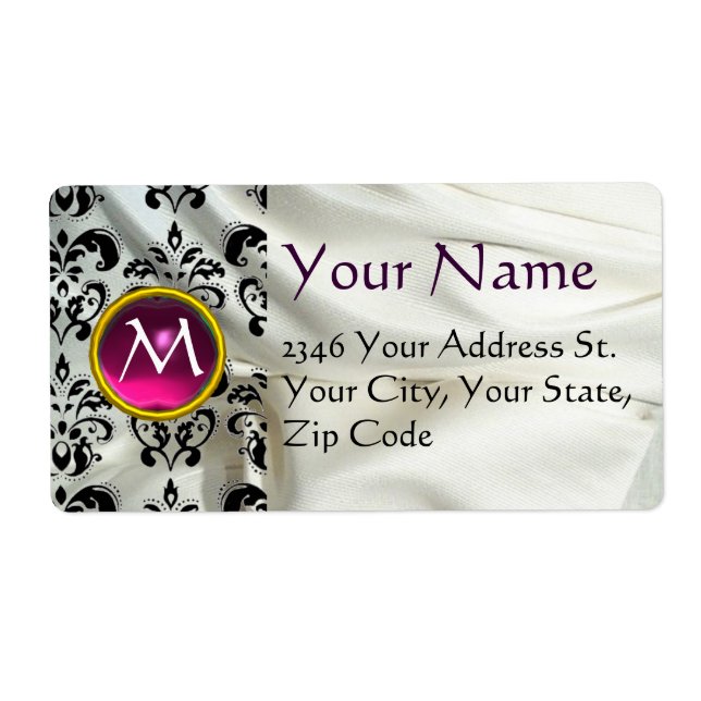 Etiqueta SILK DAMASK GEM blanco rojo (Frente)