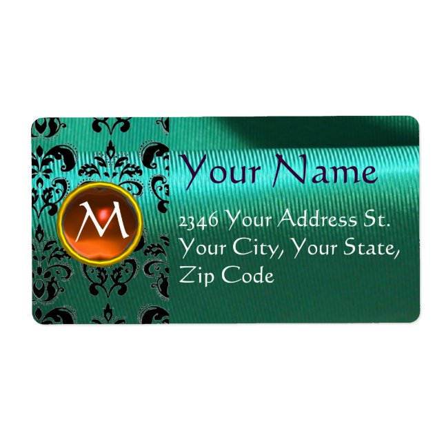 Etiqueta SILK DAMASK GEM orange green blue (Frente)
