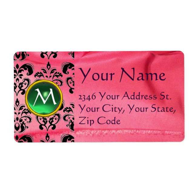 Etiqueta SILK DAMASK GEM rosa verde (Frente)