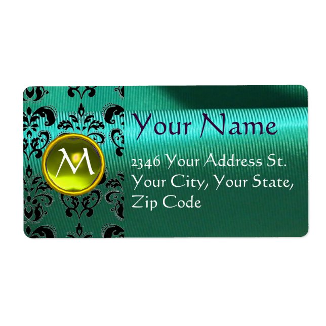 Etiqueta SILK DAMASK GEM yellow green blue (Frente)