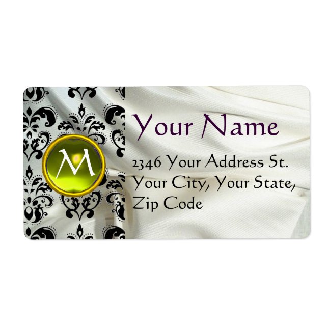 Etiqueta SILK DAMASK GEM yellow white (Frente)