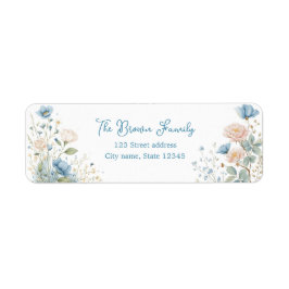 Etiqueta Silly Goose Blue Botanical Return Address Label