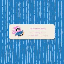 Etiqueta Silly Penguin Entangled in Christmas Lights