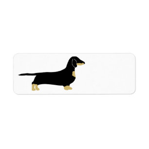 Etiqueta silueta dachshund negra y tostana