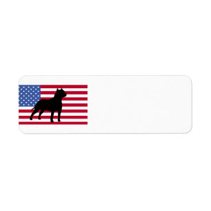 Etiqueta silueta de american staffordshire terrier bandera-