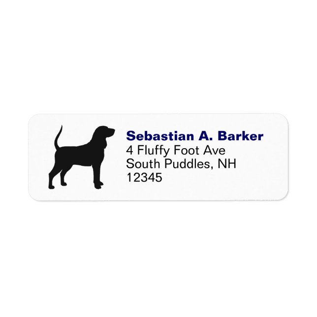 Etiqueta Silueta de Black & Tan Coonhound (Frente)