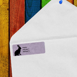 Etiqueta Silueta de conejo negro marchito morado