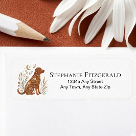 Etiqueta Silueta de Perro Floral Regalo para Amante de la N