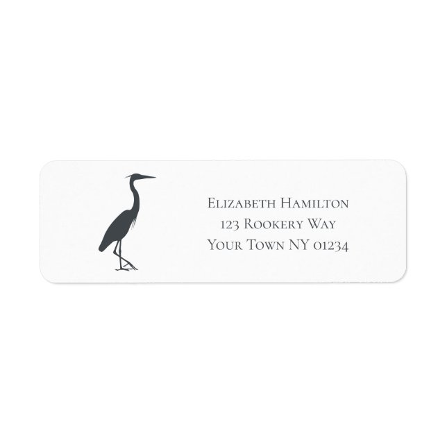 Etiqueta silueta Great Blue Heron Egret personalizada (Frente)