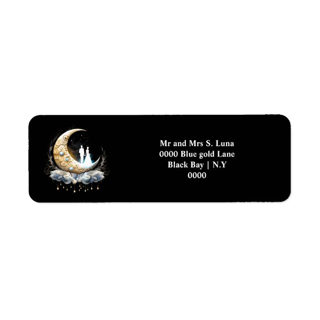 Etiqueta Silueta nublada de nubes celestiales nupciales con (Frente)