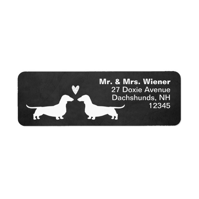 Etiqueta Siluetas de Dachshund con perros de invierno de co (Frente)