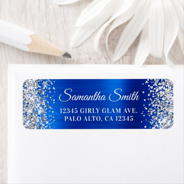 Etiqueta Silver Glitter Royal Blue Foil Glam (In situ)
