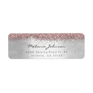 Etiqueta Silver Sparkly Purpurina Plata Rosado Rubor Metáli