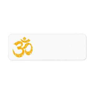 Etiqueta Símbolo amarillo rasguñado de OM de la yoga