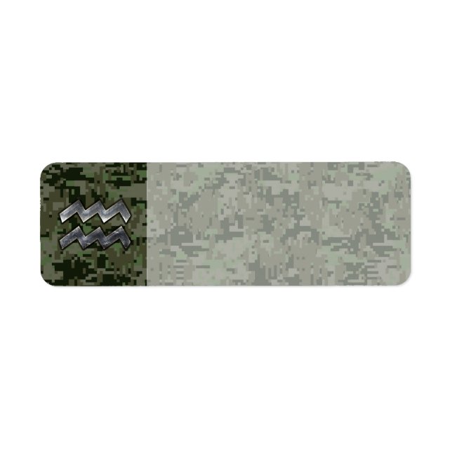 Etiqueta Símbolo Aquarius Zodiac del camo digital verde oli (Frente)