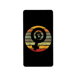 Etiqueta Símbolo de feminismo diseño retrocosecha, años 80 