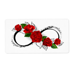 Etiqueta Símbolo de infinito con rosas rojas