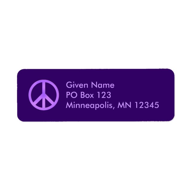 Etiqueta Símbolo de la paz morada y lavanda (Frente)