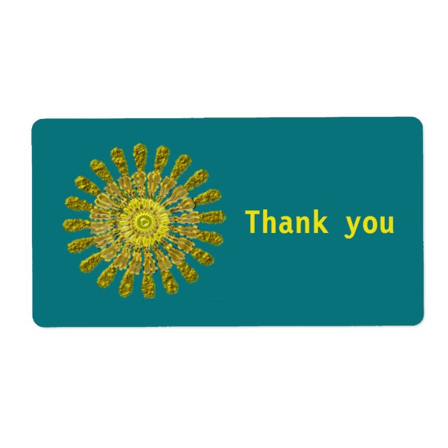 Etiqueta Símbolo de sol dorado decorativo (Frente)