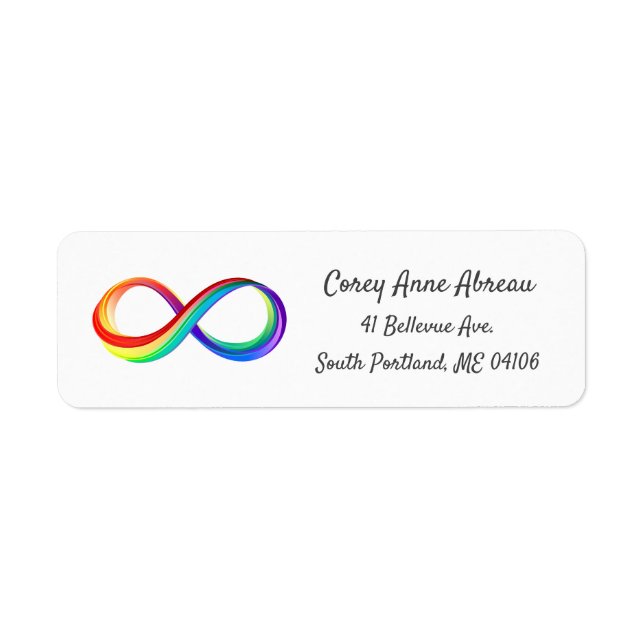 Etiqueta Símbolo infinito arcoiris en capas (Frente)