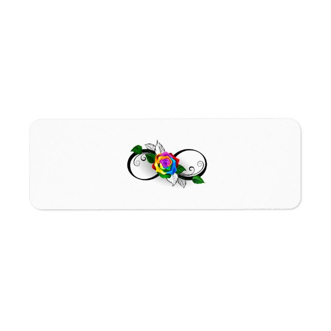 Etiqueta Símbolo infinito con Rosa arcoiris (Frente)