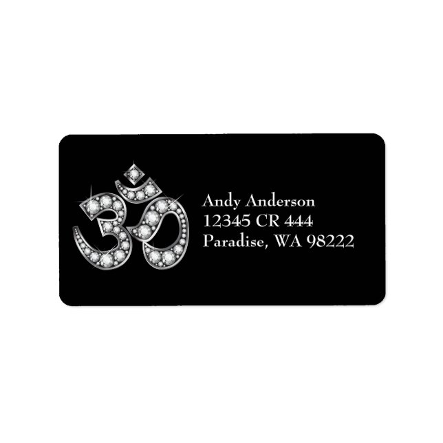 Etiqueta Símbolo Om con piedras de "diamante" (Frente)