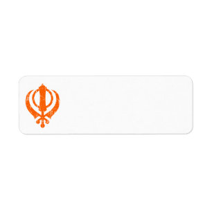 Etiqueta Símbolo sikh anaranjado rasguñado de Khanda