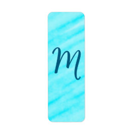 Etiqueta simple blue whi watercolor lines add your monogram
