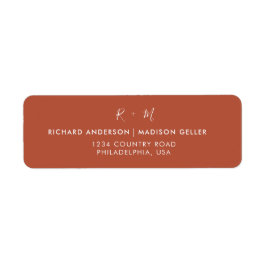 Etiqueta Simple caligrafía Dirección de Boda Terracotta