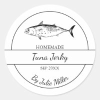 Etiqueta simple casera de atún con jerky