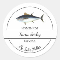 Etiqueta simple casera de atún con jerky