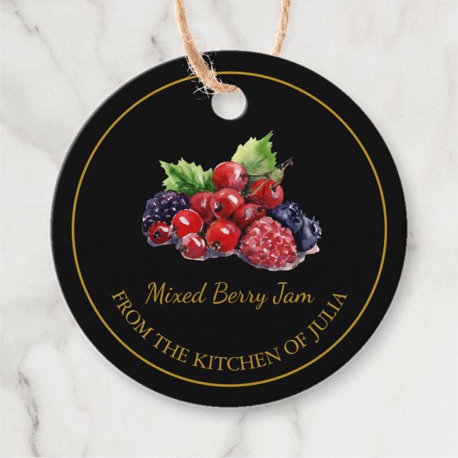 Etiqueta simple casera mixta Berry Jam Hang | Negr (Anverso)